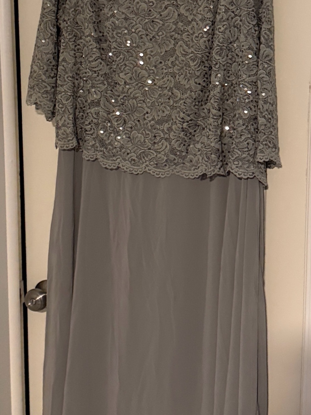 Roaman's Lace Bodice Maxi Dress in Gunmetal